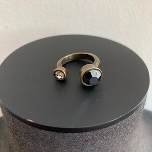 Avant Garde Paris Los Angeles VINTAGE Designer black crystal bronze copper ring
